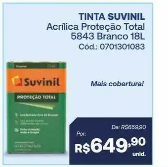 Tinta suvinil acrílica proteção total 5843 branco 18l