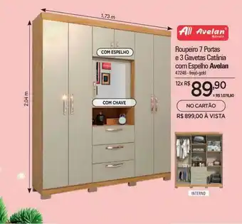 Zenir Roupeiro 7 portas e 3 gavetas catânia com espelho avelan oferta