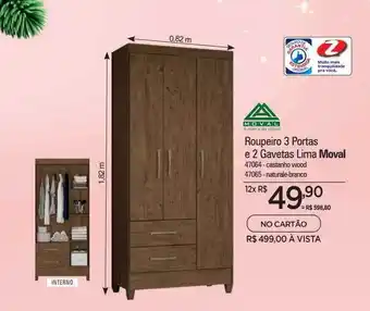 Zenir Roupeiro 3 portas e 2 gavetas lima moval oferta