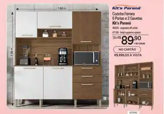 Cozinha ferrara 6 portas e 2 gavetas kit's paraná