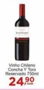 Rossi Supermercado Vinho Chileno Concha Y Toro Reservado 750ml oferta