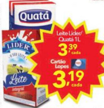 Lopes Supermercados Leite Lider/Quata 1L oferta