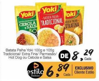 Supermercado Dalben Batata palha yoki tradicional- extra fina- parmesão-hot dog ou cebola e salsa oferta