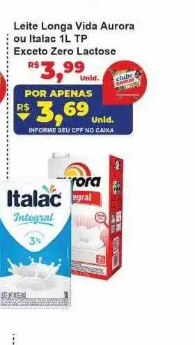 Semar Supermercado Leite longa vida aurora ou italac oferta