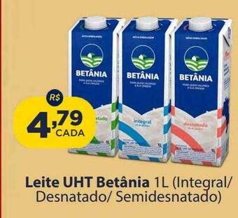 Leite uht betânia integral desnatado semidesnatado