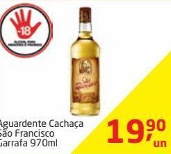 Tenda Atacado Aguardente cachaça são francisco garrafa 970ml oferta