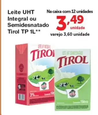 Roldão Leite UHT Integral Semidesnatado Tirol TP 1L oferta