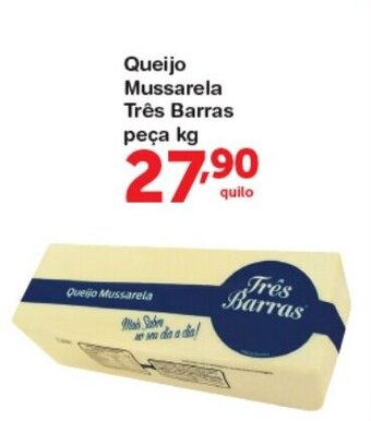 Roldão Queijo Mussarela Tres Barras peca 1kg oferta