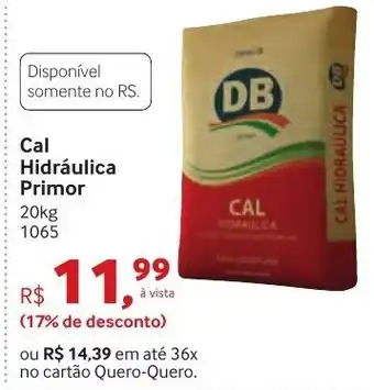 Quero Quero Cal Hidraulica Primor 20kg oferta
