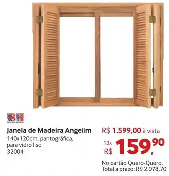 Janela de Madeira Angelim 140x120cm