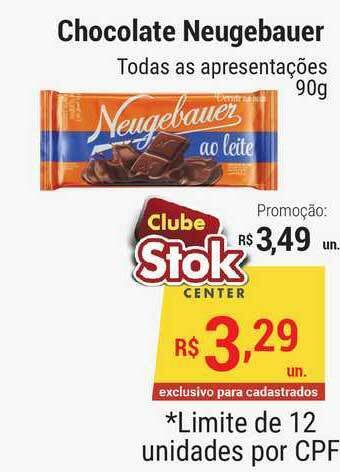 Stok Center Chocolate Neugebauer 90g oferta