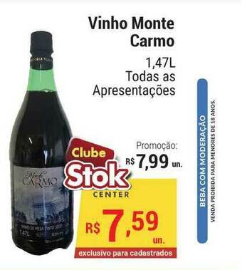 Stok Center Vinho Monte Carmo 1.47L oferta