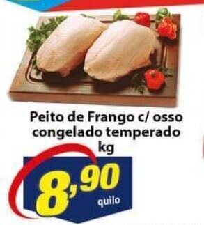 Vencedor Atacadista Peito de Frango c/ Osso Congelado temperado 1kg oferta