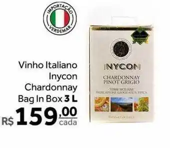 Verdemar Supermercado Vinho italiano inycon chardonnay bag in box 3l oferta