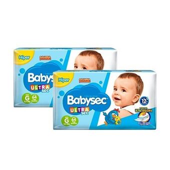 Zema Fralda babysec galinha pintadinha ultrasec g 2x64 unids oferta