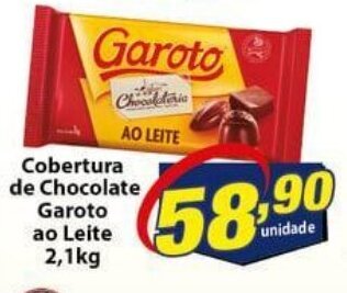 Vencedor Atacadista Cobertura de Chocolate Garoto ou leite 2.1kg oferta