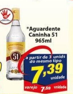 Vencedor Atacadista Aguardente Caninha 51 965ml oferta