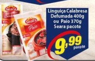 Vencedor Atacadista Linguica Calabresa Defumada 400g ou Paio 370g Seara pacote oferta