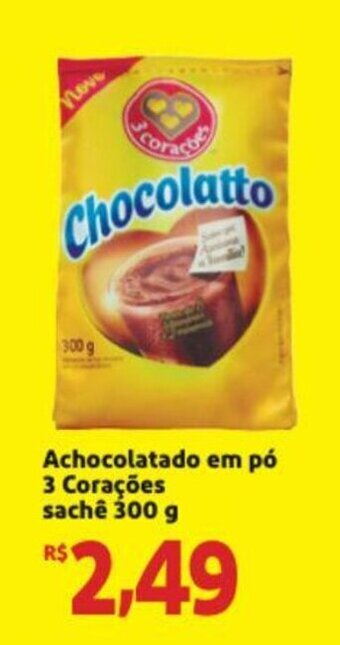 Extra Supermercado Achocolatado em po 3 coracoes sache 300g oferta