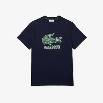 Lacoste Camiseta masculina em algodão com crocodilo estampado craquelado oferta