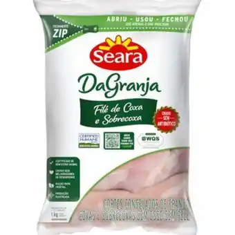 Filé de coxa e sobrecoxa de frango congelado seara dagranja pacote 1kg