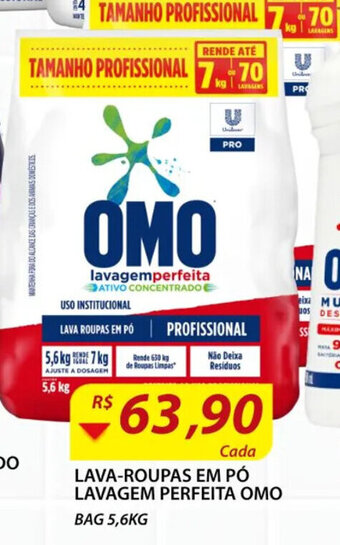 Assaí Atacadista Lava roupas em po Lavagem Perfeita Omo 5.6kg oferta