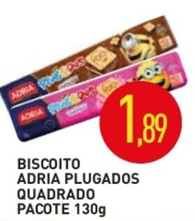 Biscoito Adria Plugados Quadrado 130g