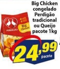 Vencedor Atacadista Big Chicken congelado Perdigao Tradicional ou Queijo pacote 1kg oferta