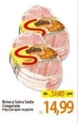Atacadão Bisteca Suina Sadia congelada 1kg oferta