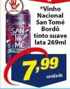Vencedor Atacadista Vinho Nacional San Tome Bordo tinto suave lata 269ml oferta
