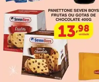 Roldão Panettone seven boys frutas ou gotas de chocolate 400g oferta