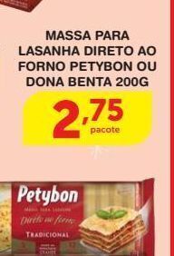 Roldão Massa para lasanha direto ao forno petybon ou dona benta 200g oferta