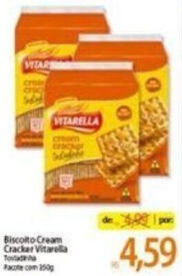 Atacadão Biscoito Cream Cracker Vitarella 350g oferta