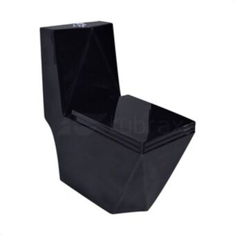 Vaso sanitário monobloco completo caixa acoplada privada preto modelo diamante tubrax