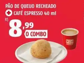 OXXO Pão de queijo recheado + café espresso 40 ml oferta