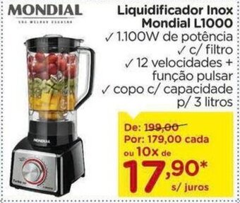 Carrefour Liquidificador Inox Mondial L1000 oferta