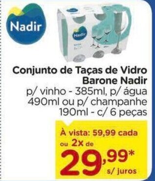 Carrefour Conjunto de Tacas de Vidro Barone Nadir oferta