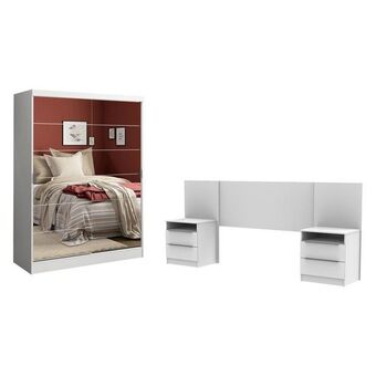 Quarto completo com guarda roupa luke e cabeceira com 2 mesas laterais madesa - branco