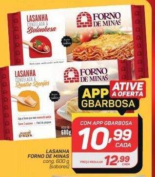 GBarbosa Lasanha forno de minas cong. 600 g (sabores) oferta