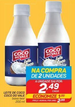 GBarbosa Leite de coco coco do vale baixo teor 200 ml oferta