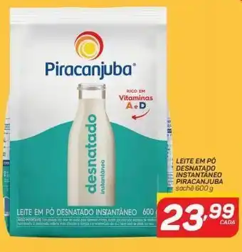 GBarbosa Leite em pó desnatado instantâneo piracanjuba sachê 600 g oferta