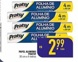 Papel alumínio pratsy 30cm x 4m