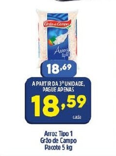 Arena Atacado Arroz tipo 1 Grao de Camp 5kg oferta