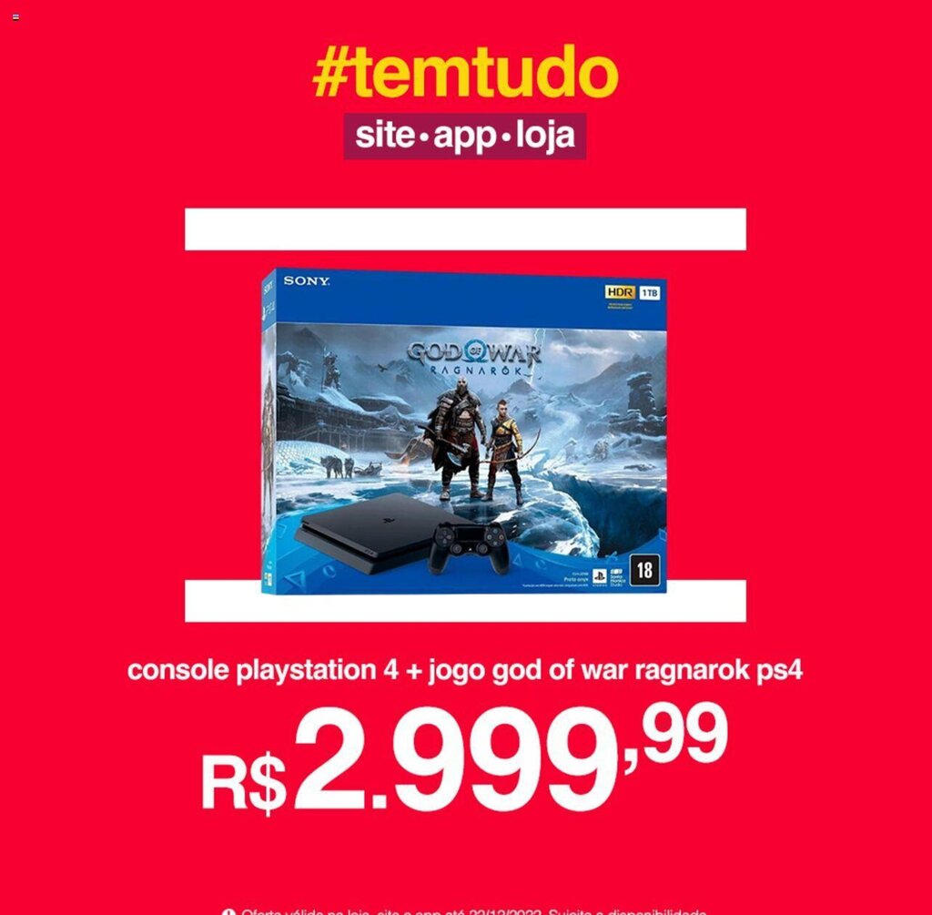 Console PlayStation®4 + God of War Ragnarök em Promoção na Americanas