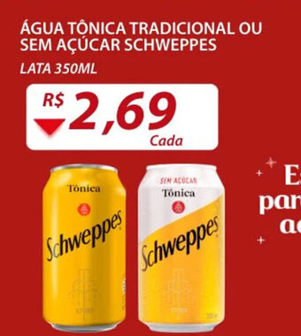 Assaí Atacadista Agua Tonica Tradicional ou sem acucar Schweppes 350ml oferta