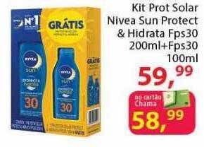 Chama Supermercados Kit prot solar nivea sun protect & hidrata fps30 200ml+fps30 100ml oferta