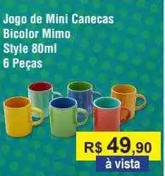Jogo de mini canecas bicolor mimo style 80ml 6 peças