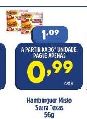 Arena Atacado Hamburguer Misto Seara Texas 56g oferta