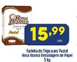 Farinha de trigo para pastel Rosa Branca Embalagem de Papel 5kg