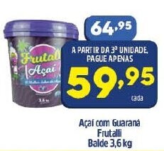 Arena Atacado Acai com Guarana Frutalli balde 3.6kg oferta